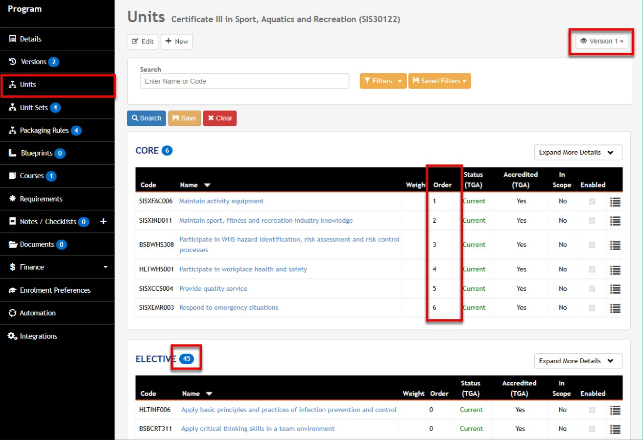 VET Program Versioning
