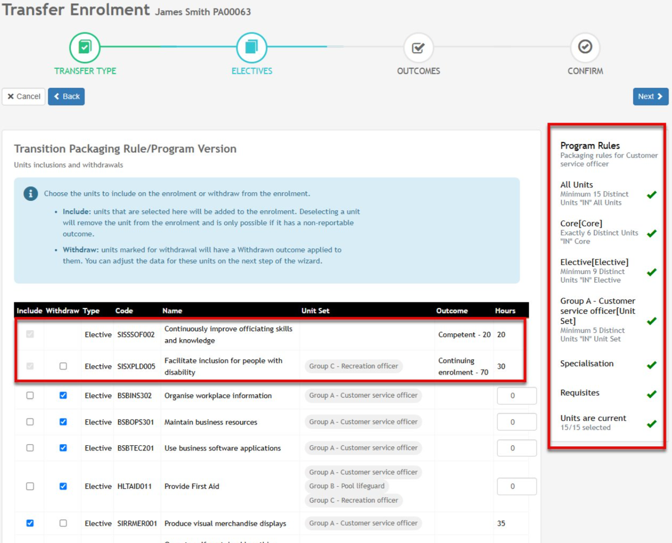 Packaging Rule Transfer Wizard