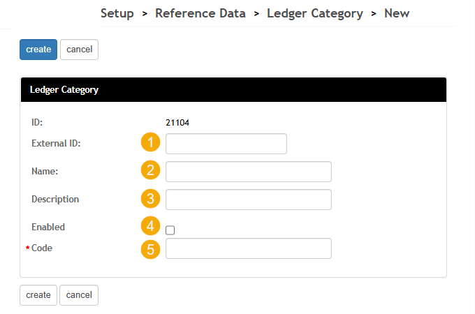 Ledger Codes & Categories