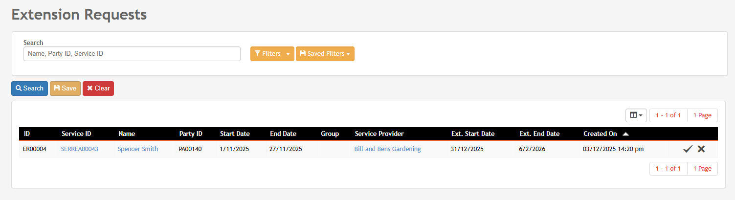 Extension Requests