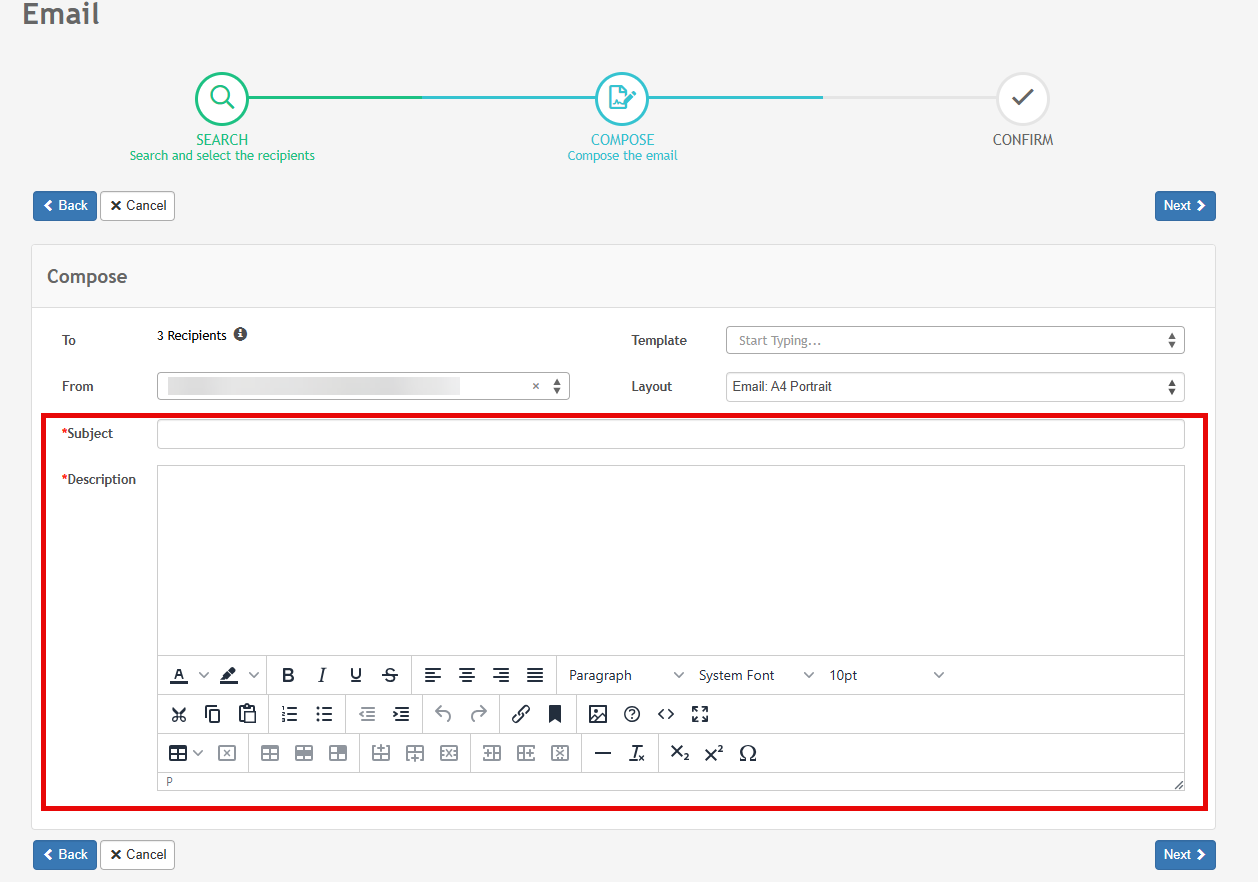 Process: Sending Bulk Emails Using the Communications Email Tool