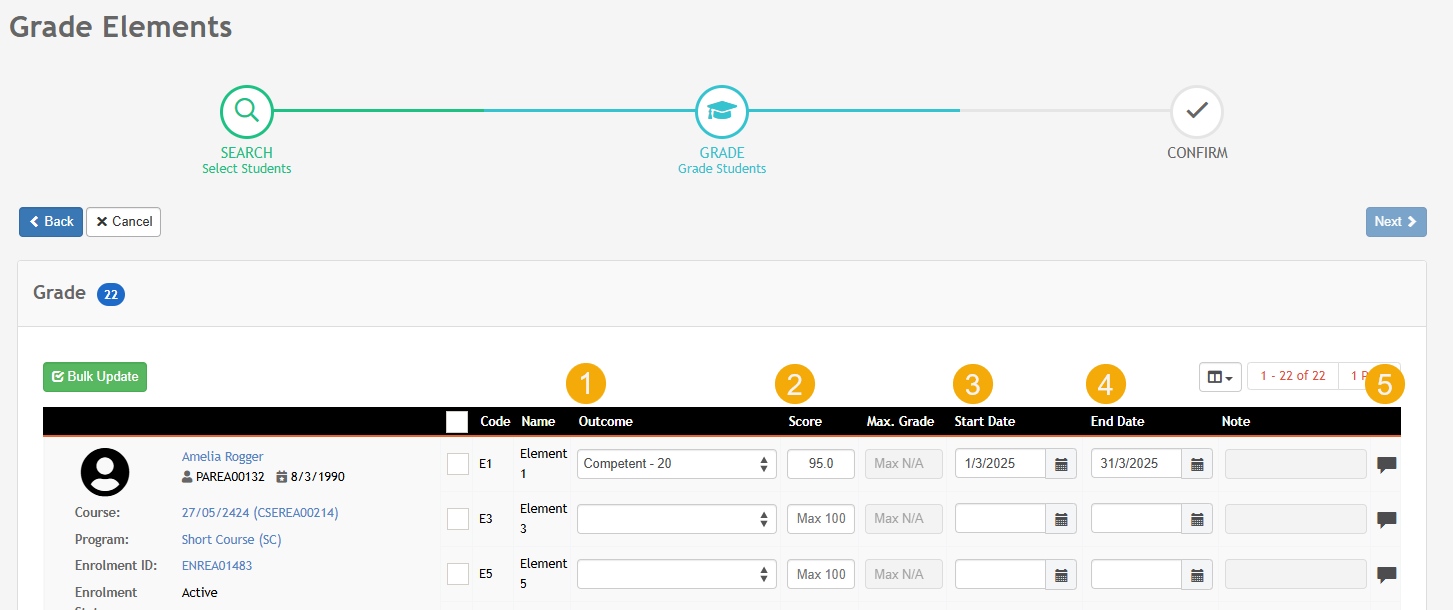 Process: Updating Student Grade Elements