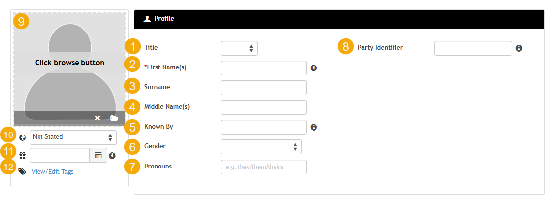 Process: Creating a New Party Profile