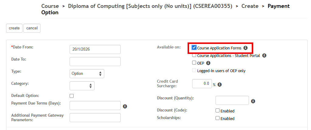 Process: Taking Payments Through Course Forms