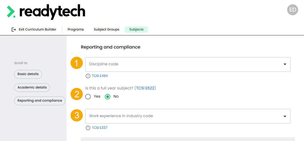 Curriculum Builder - Subject Management