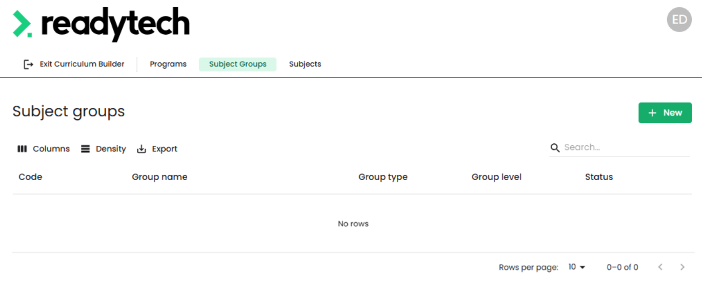 Curriculum Builder - Subject Management