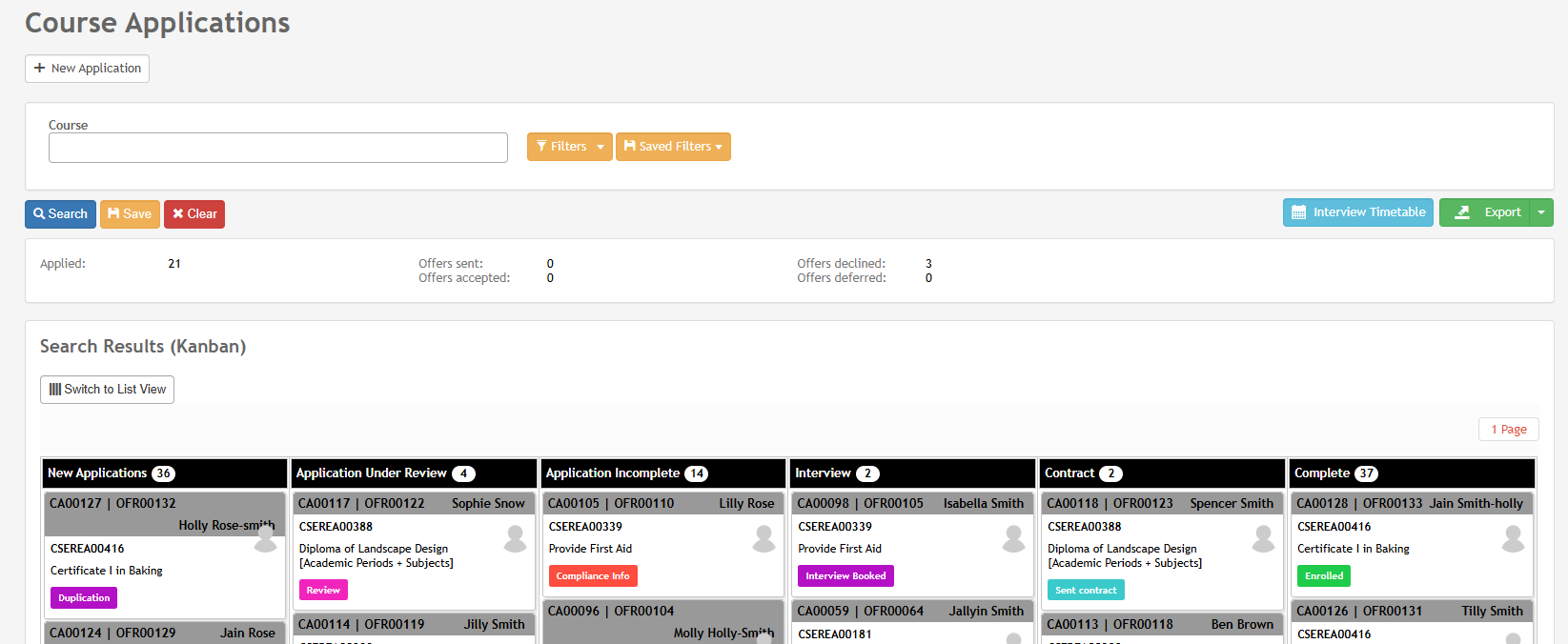Process: Creating a Manual Course Application